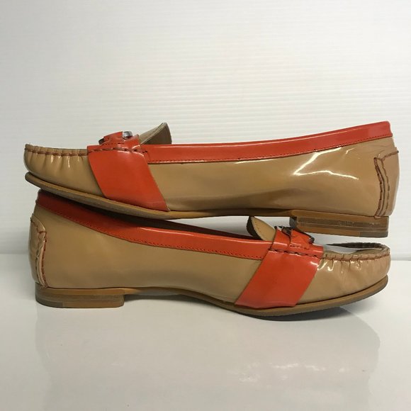 Cole Haan tan and orange patent leather moccasins - Picture 6 of 7